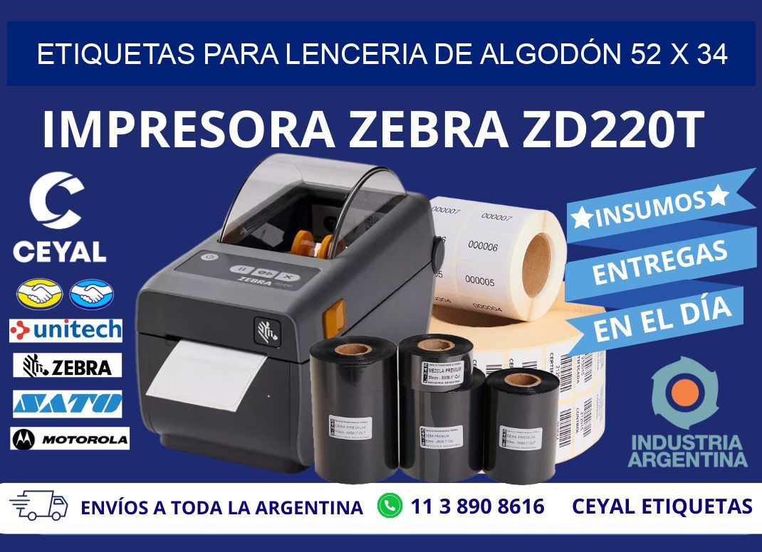 ETIQUETAS PARA LENCERIA DE ALGODÓN 52 x 34