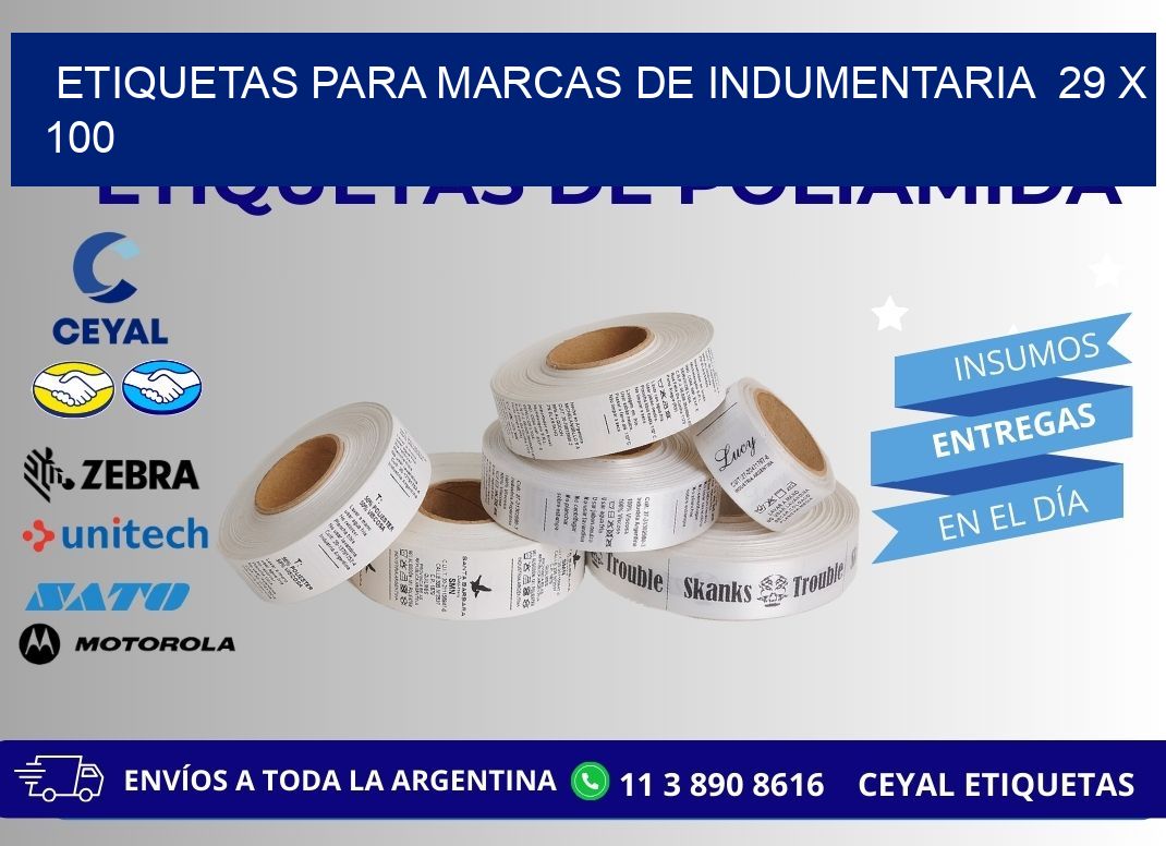 ETIQUETAS PARA MARCAS DE INDUMENTARIA  29 x 100