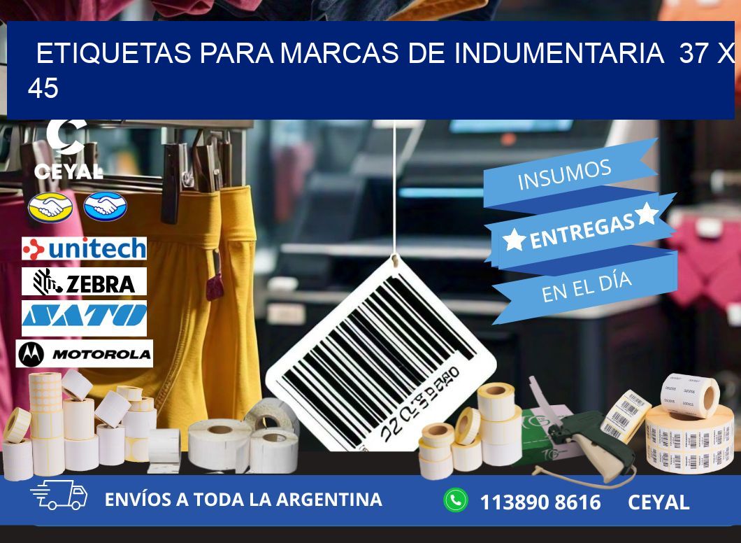ETIQUETAS PARA MARCAS DE INDUMENTARIA  37 x 45