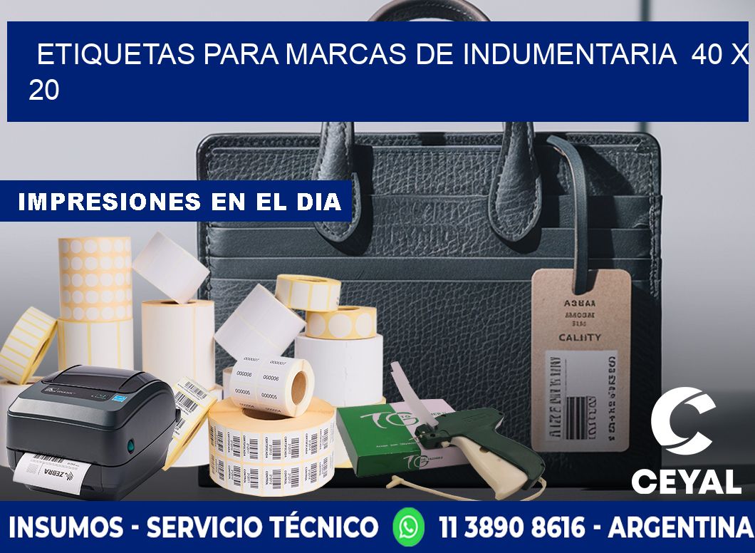 ETIQUETAS PARA MARCAS DE INDUMENTARIA  40 x 20