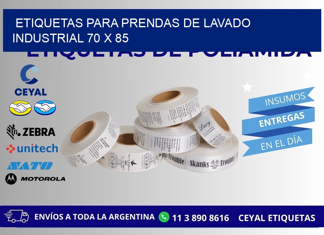 ETIQUETAS PARA PRENDAS DE LAVADO INDUSTRIAL 70 x 85