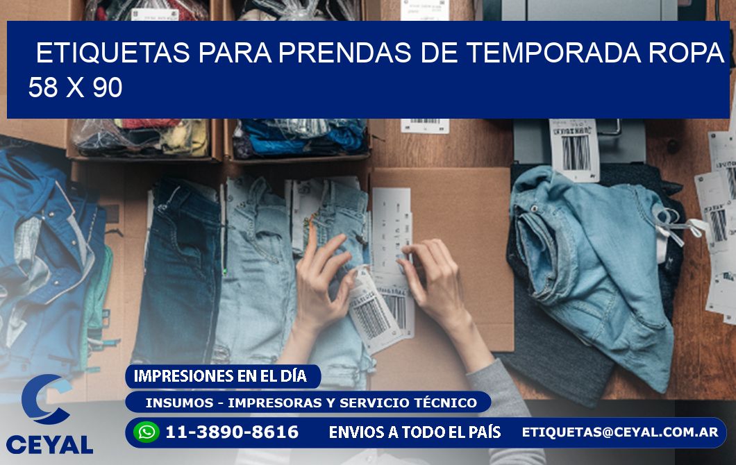 ETIQUETAS PARA PRENDAS DE TEMPORADA ROPA 58 x 90