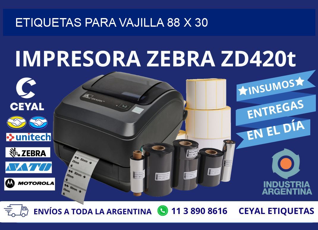 ETIQUETAS PARA VAJILLA 88 x 30