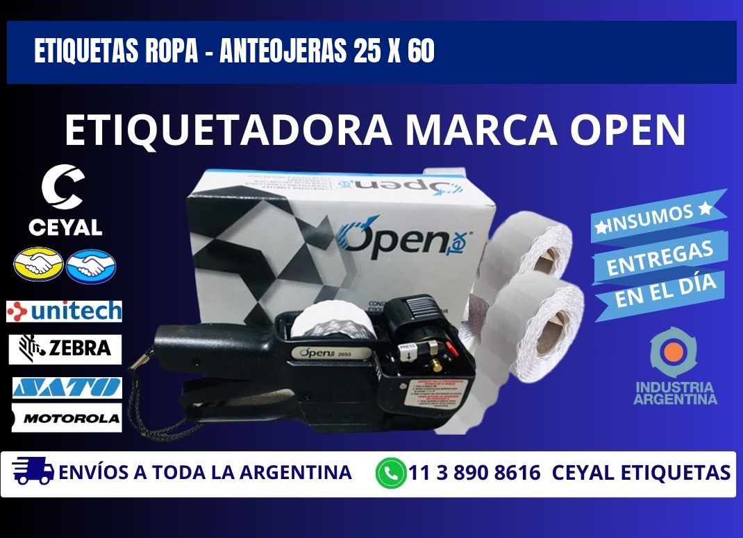 ETIQUETAS ROPA - ANTEOJERAS 25 x 60