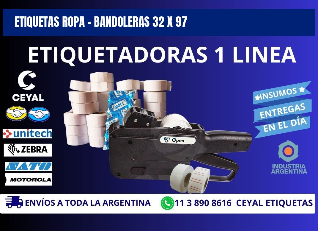 ETIQUETAS ROPA - BANDOLERAS 32 x 97