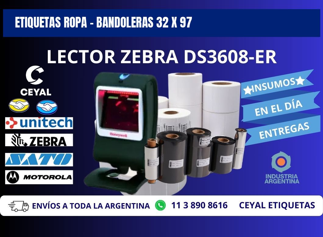 ETIQUETAS ROPA - BANDOLERAS 32 x 97