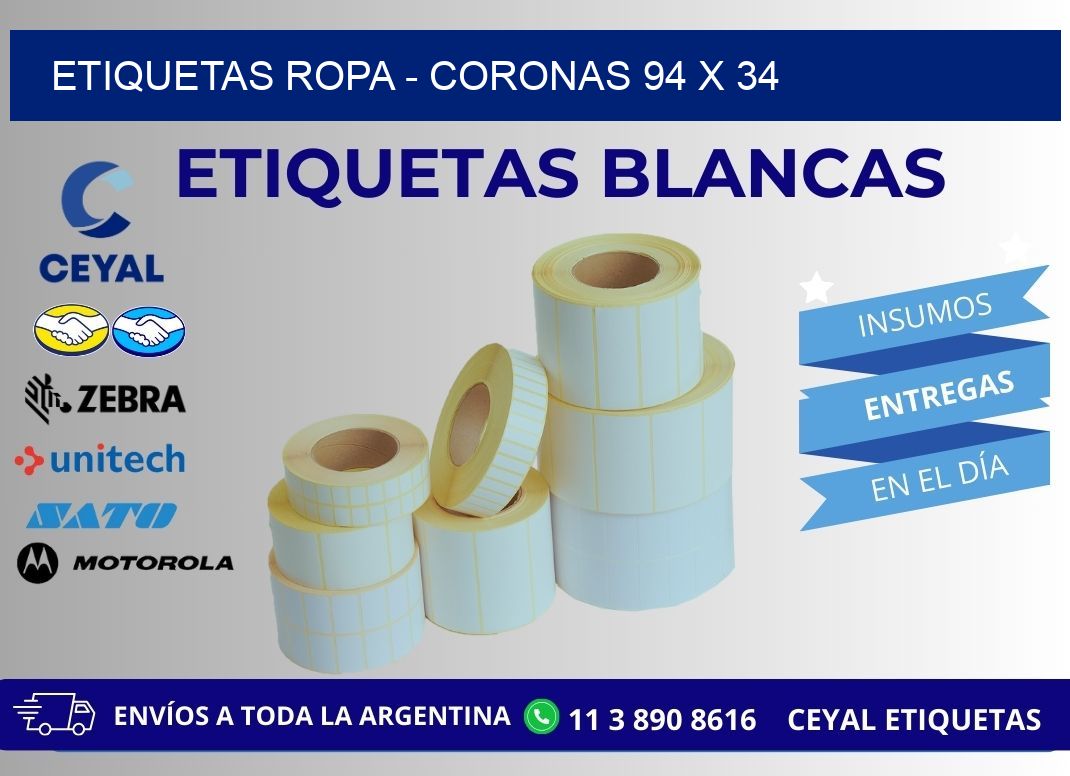 ETIQUETAS ROPA - CORONAS 94 x 34