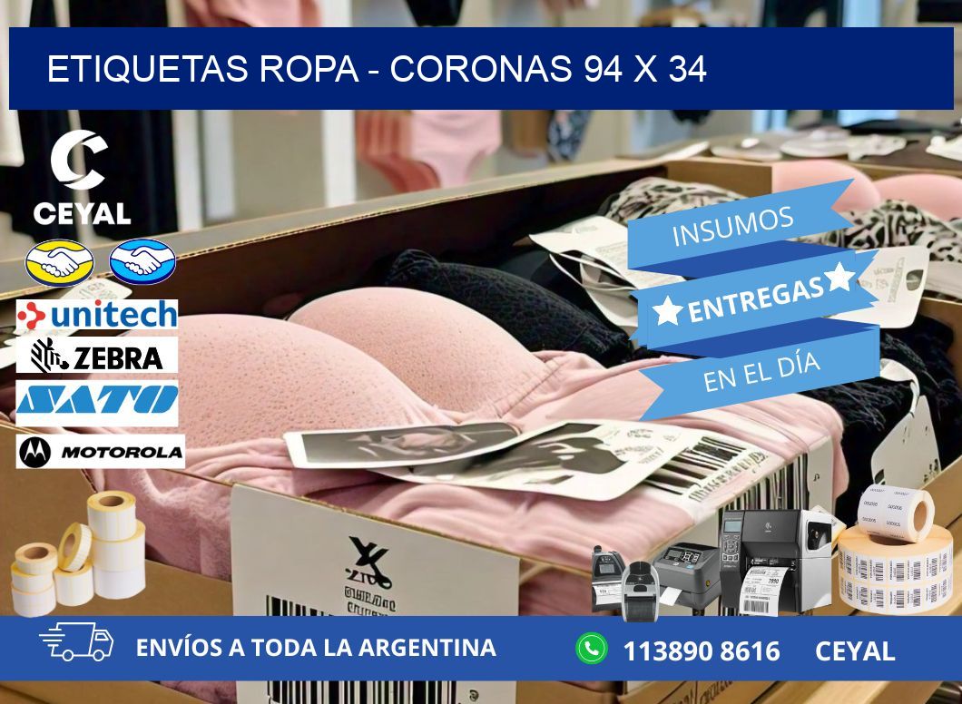 ETIQUETAS ROPA – CORONAS 94 x 34