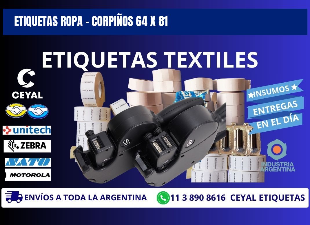 ETIQUETAS ROPA - CORPIÑOS 64 x 81