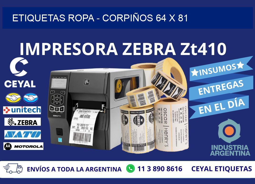 ETIQUETAS ROPA - CORPIÑOS 64 x 81