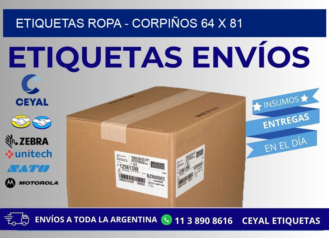 ETIQUETAS ROPA - CORPIÑOS 64 x 81