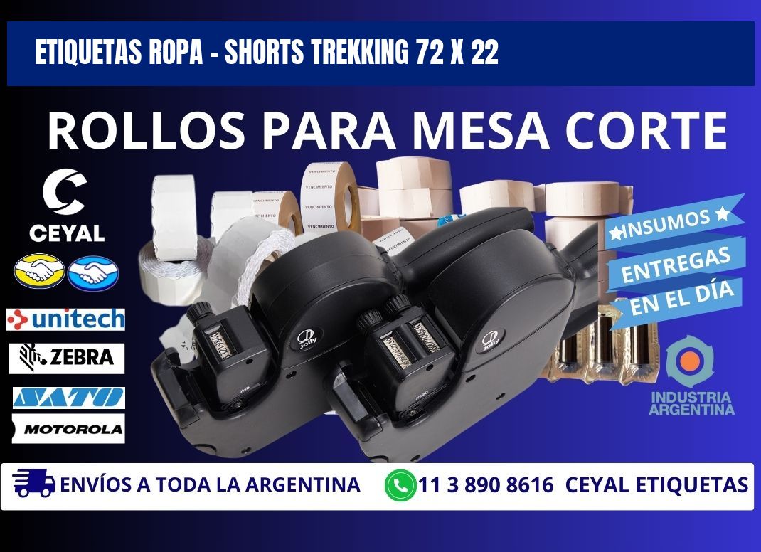 ETIQUETAS ROPA - SHORTS TREKKING 72 x 22