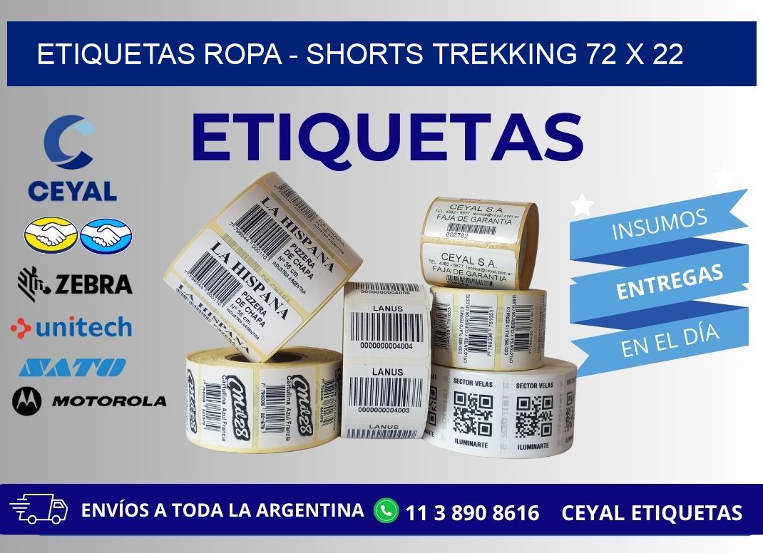 ETIQUETAS ROPA - SHORTS TREKKING 72 x 22