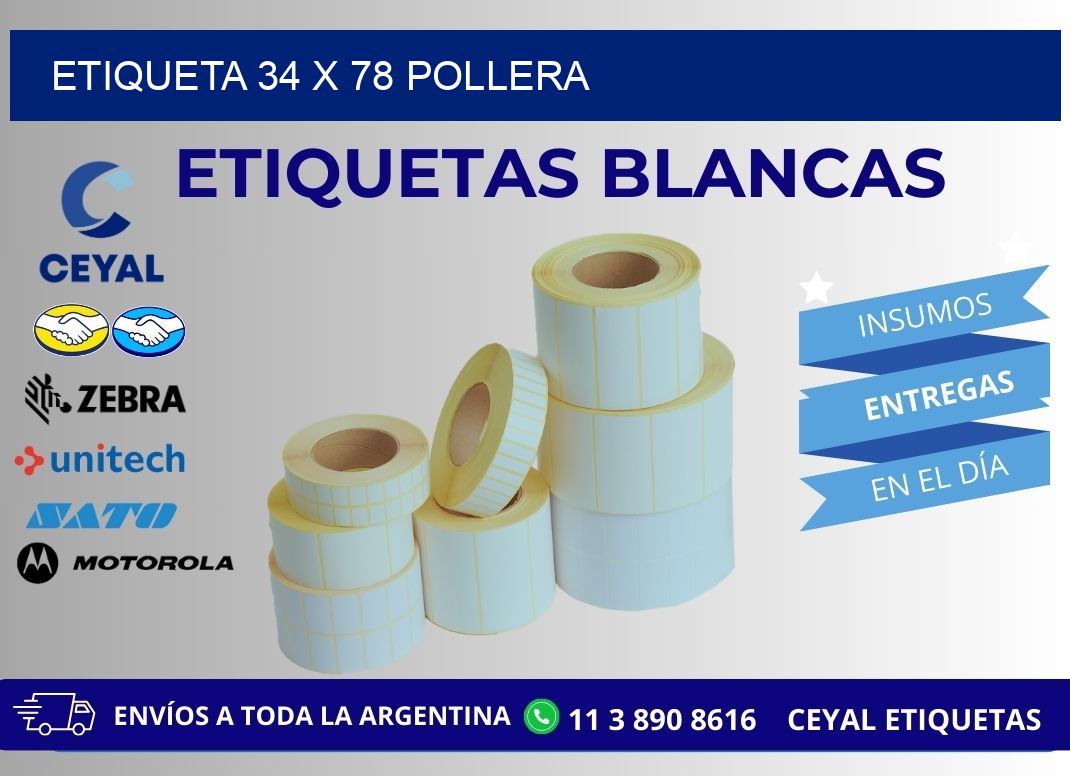 Etiqueta 34 x 78 pollera