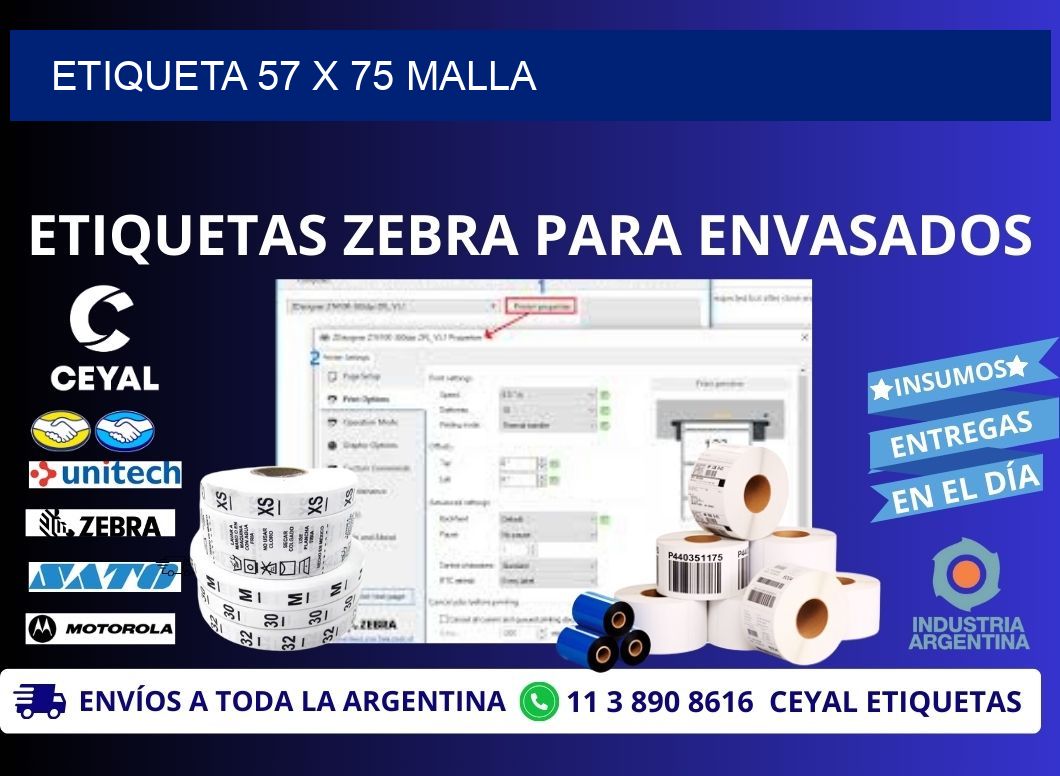 Etiqueta 57 x 75 malla