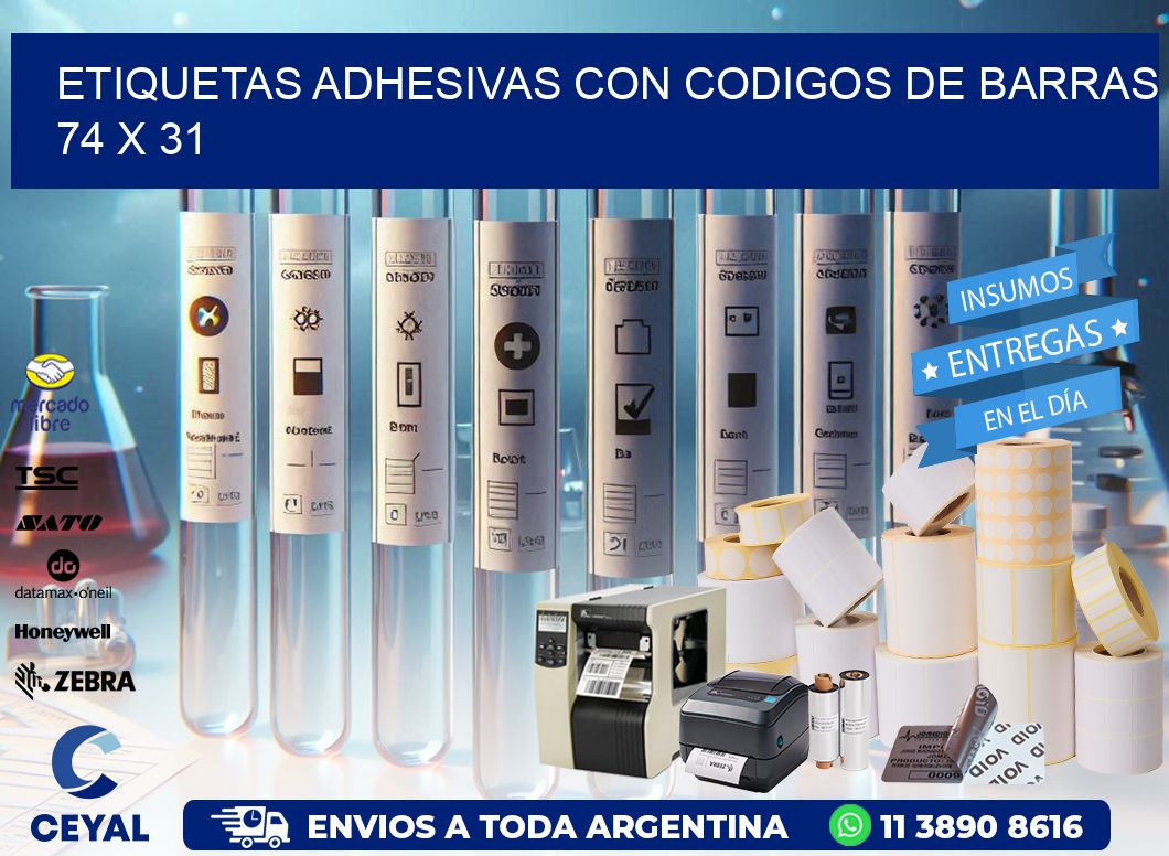 Etiquetas Adhesivas con Codigos de Barras  74 x 31