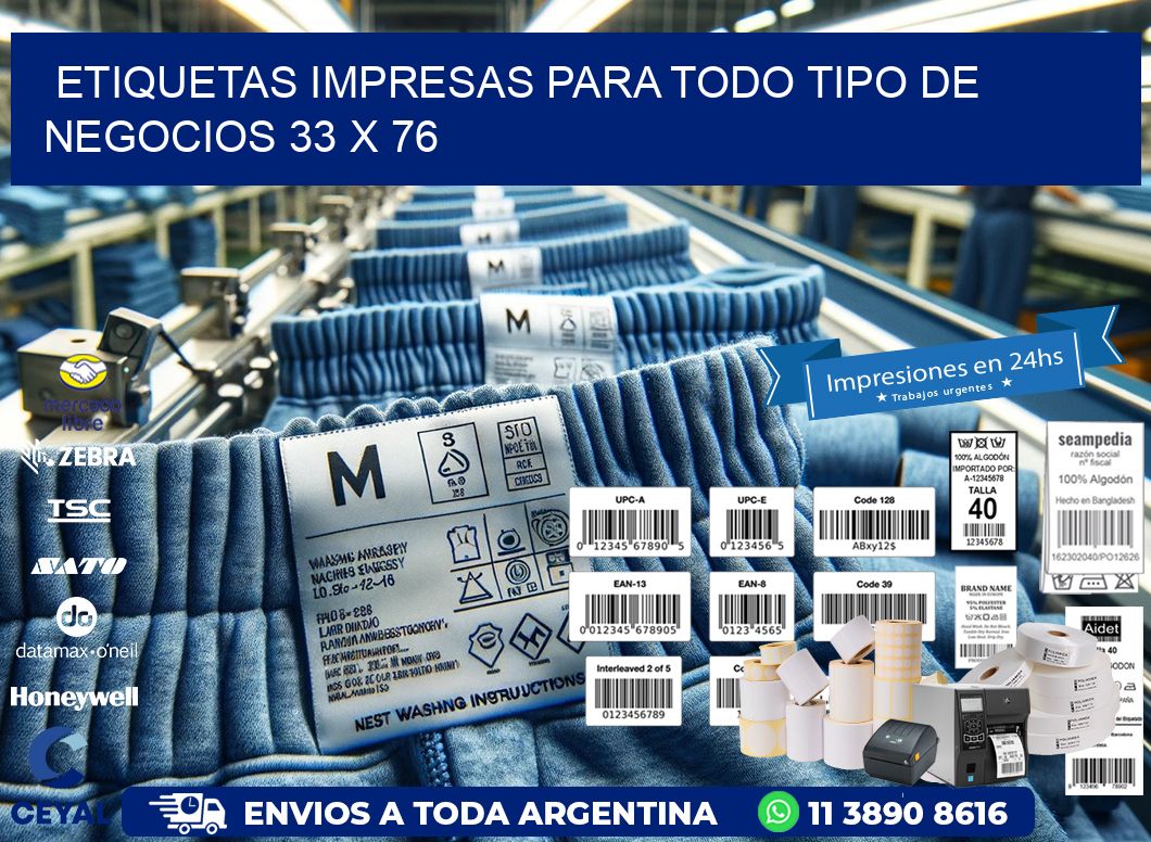 Etiquetas Impresas para Todo Tipo de Negocios 33 x 76