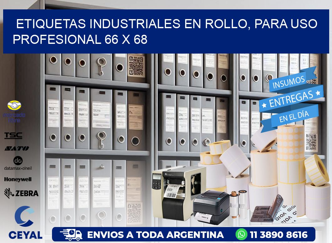 Etiquetas Industriales en Rollo, Para Uso Profesional 66 x 68