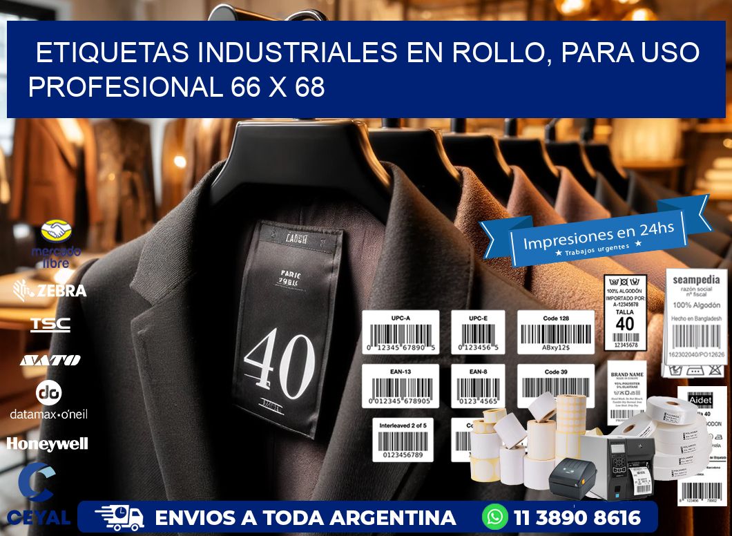 Etiquetas Industriales en Rollo, Para Uso Profesional 66 x 68