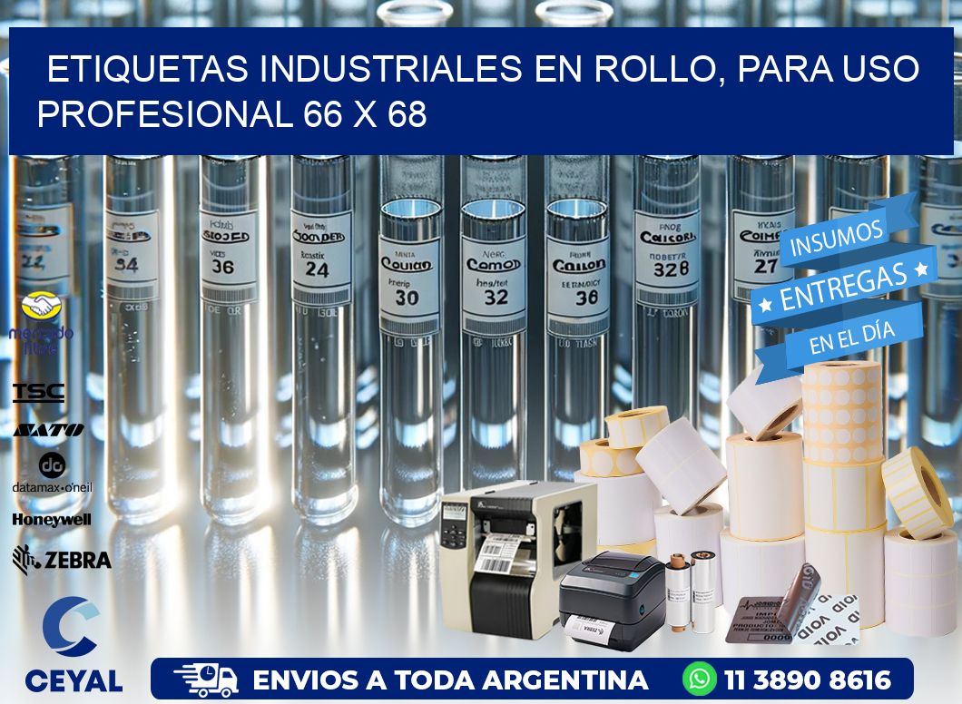 Etiquetas Industriales en Rollo, Para Uso Profesional 66 x 68