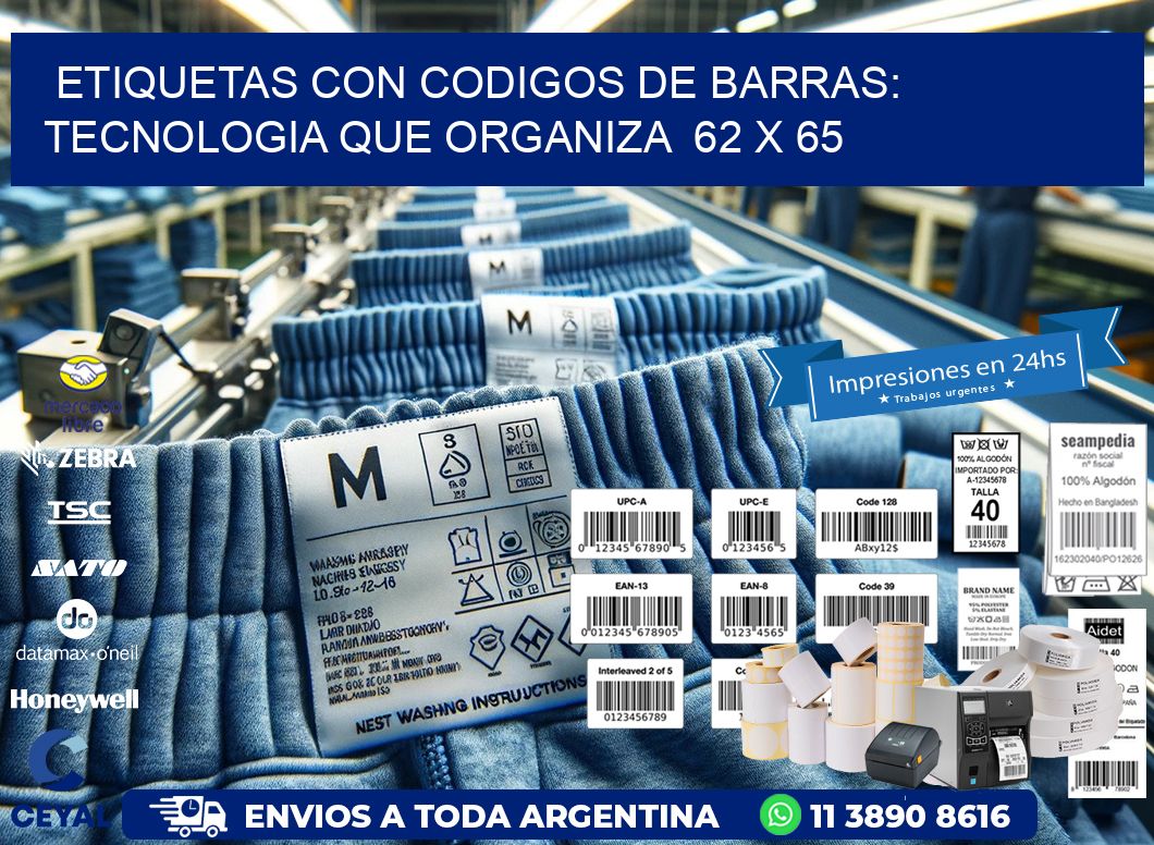 Etiquetas con Codigos de Barras: Tecnologia que Organiza  62 x 65