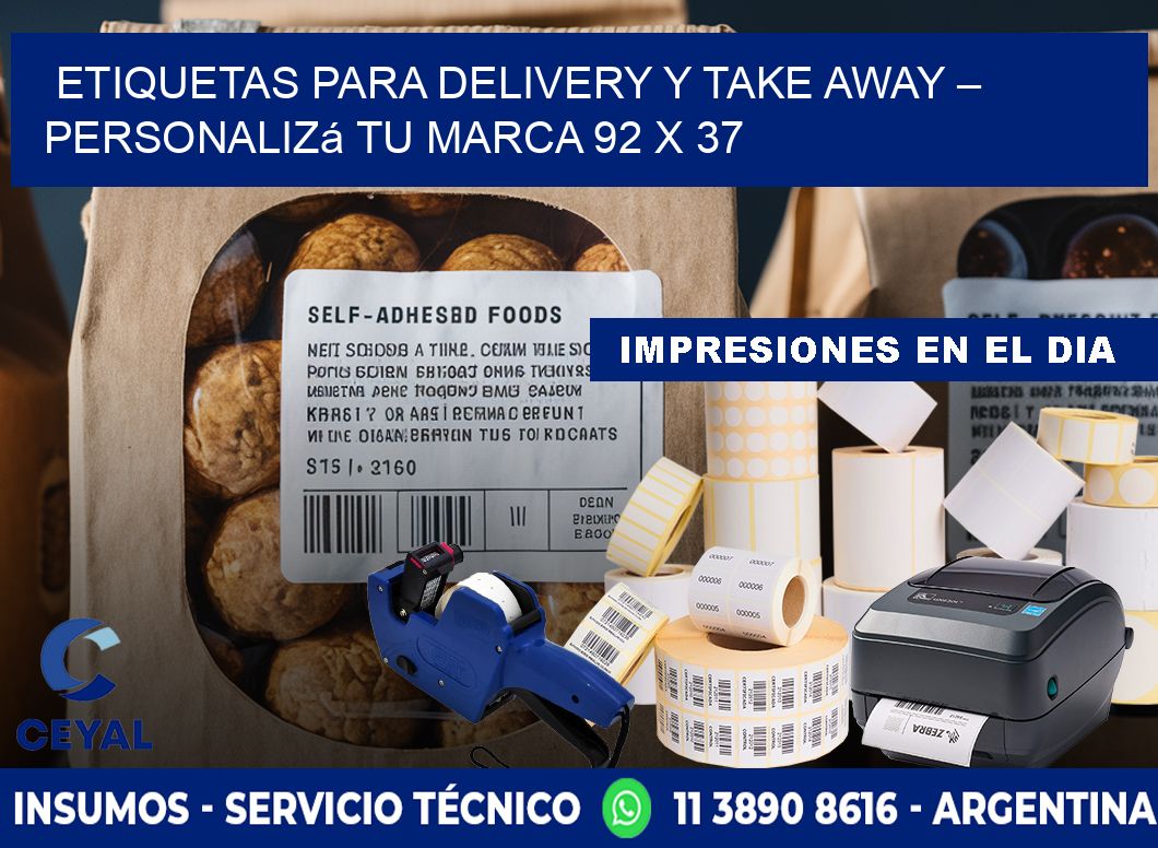 Etiquetas para delivery y take away – Personalizá tu marca 92 x 37