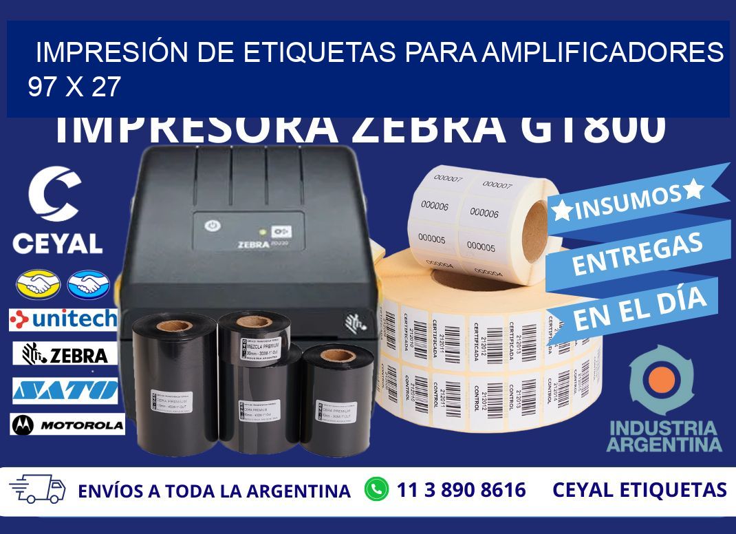 IMPRESIÓN DE ETIQUETAS PARA AMPLIFICADORES 97 x 27
