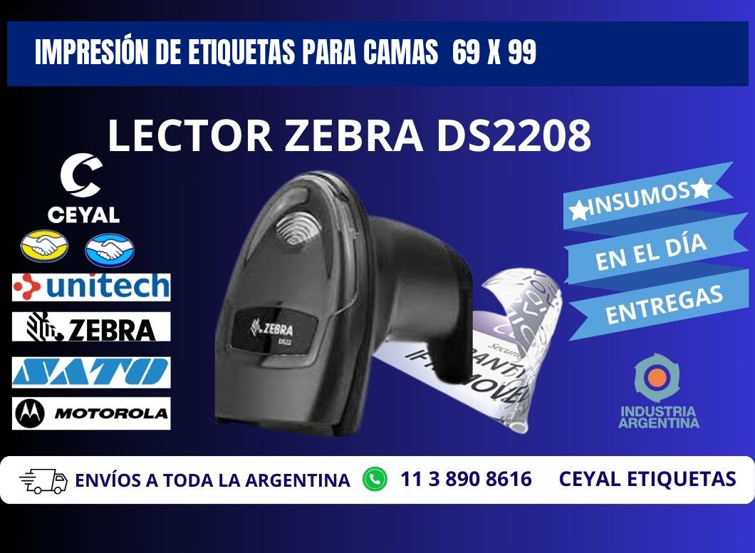 IMPRESIÓN DE ETIQUETAS PARA CAMAS  69 x 99