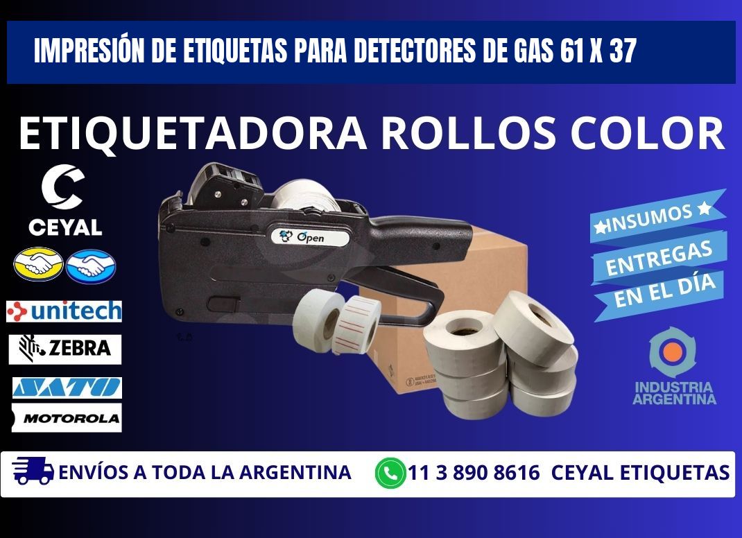IMPRESIÓN DE ETIQUETAS PARA DETECTORES DE GAS 61 x 37