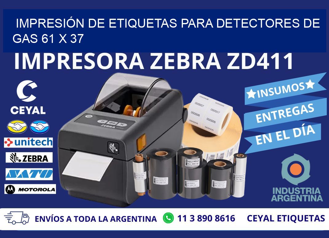 IMPRESIÓN DE ETIQUETAS PARA DETECTORES DE GAS 61 x 37