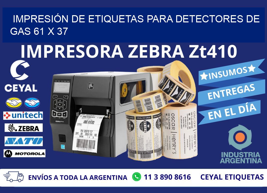 IMPRESIÓN DE ETIQUETAS PARA DETECTORES DE GAS 61 x 37