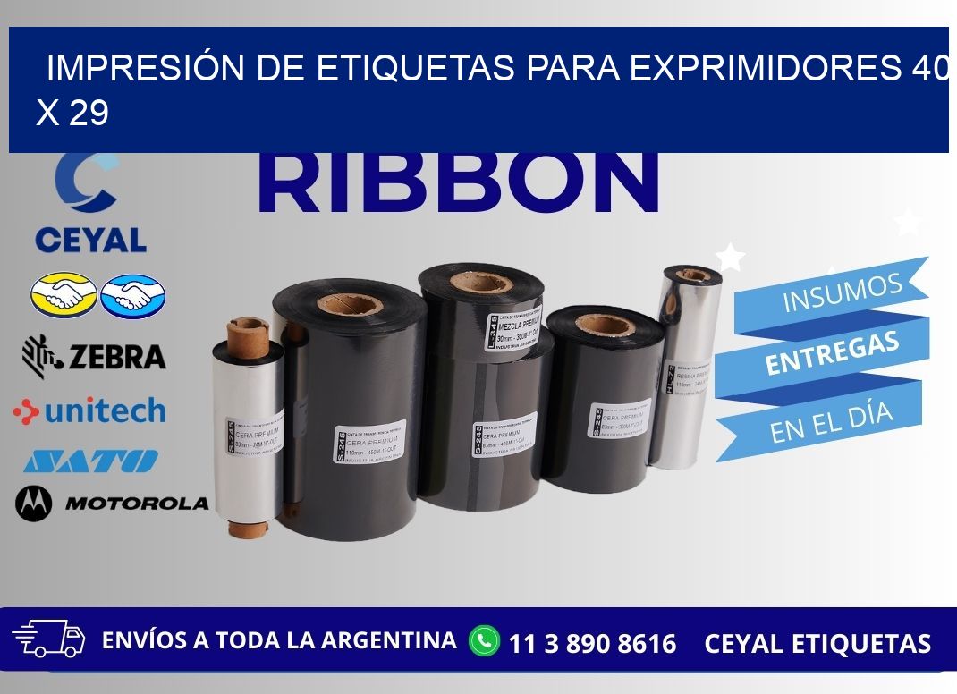 IMPRESIÓN DE ETIQUETAS PARA EXPRIMIDORES 40 x 29
