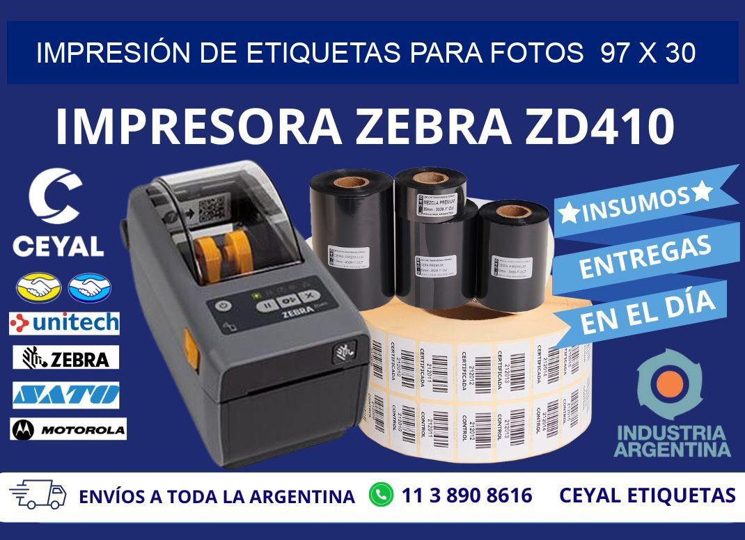IMPRESIÓN DE ETIQUETAS PARA FOTOS  97 x 30