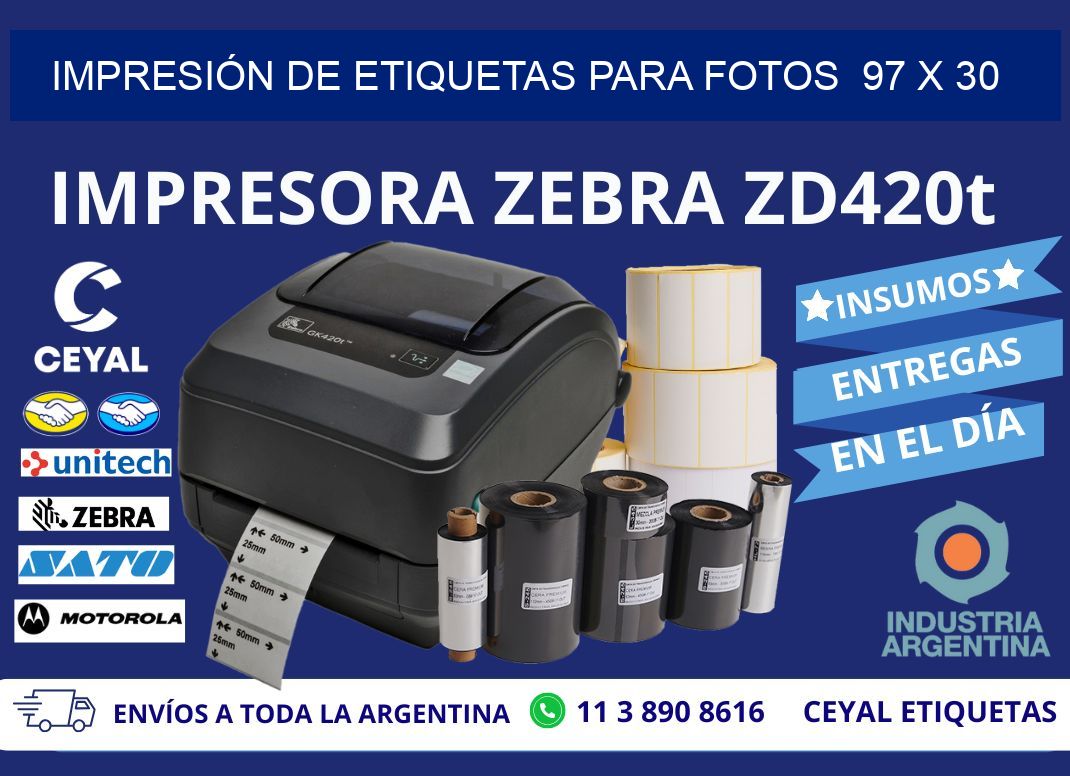 IMPRESIÓN DE ETIQUETAS PARA FOTOS  97 x 30