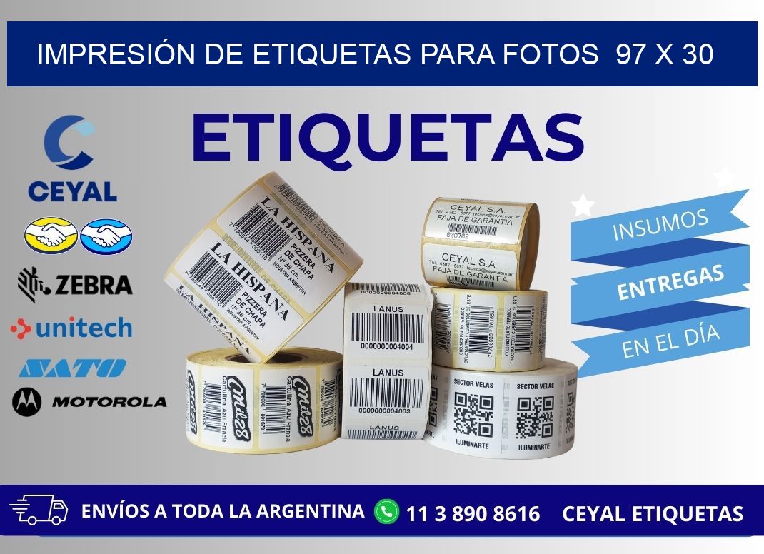 IMPRESIÓN DE ETIQUETAS PARA FOTOS  97 x 30