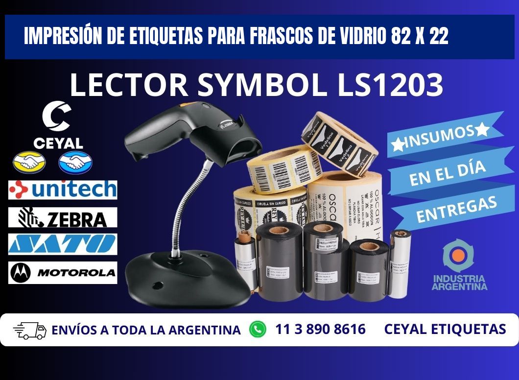 IMPRESIÓN DE ETIQUETAS PARA FRASCOS DE VIDRIO 82 x 22