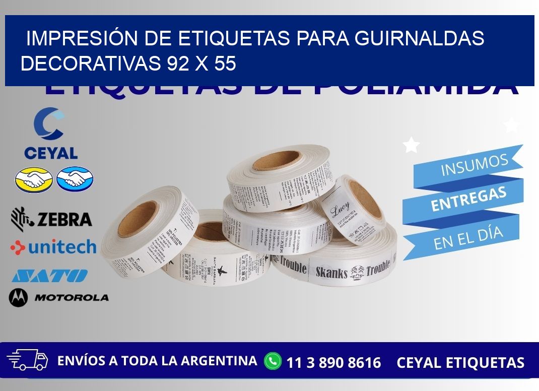 IMPRESIÓN DE ETIQUETAS PARA GUIRNALDAS DECORATIVAS 92 x 55