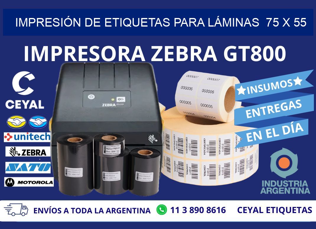 IMPRESIÓN DE ETIQUETAS PARA LÁMINAS  75 x 55