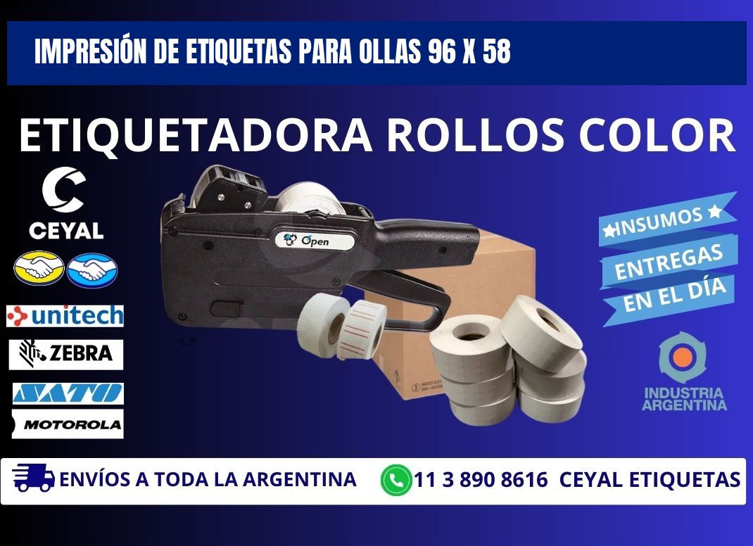 IMPRESIÓN DE ETIQUETAS PARA OLLAS 96 x 58