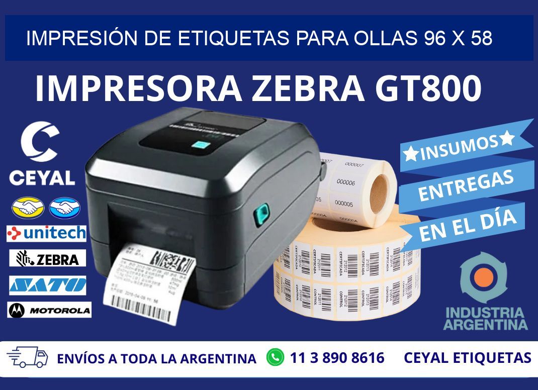 IMPRESIÓN DE ETIQUETAS PARA OLLAS 96 x 58