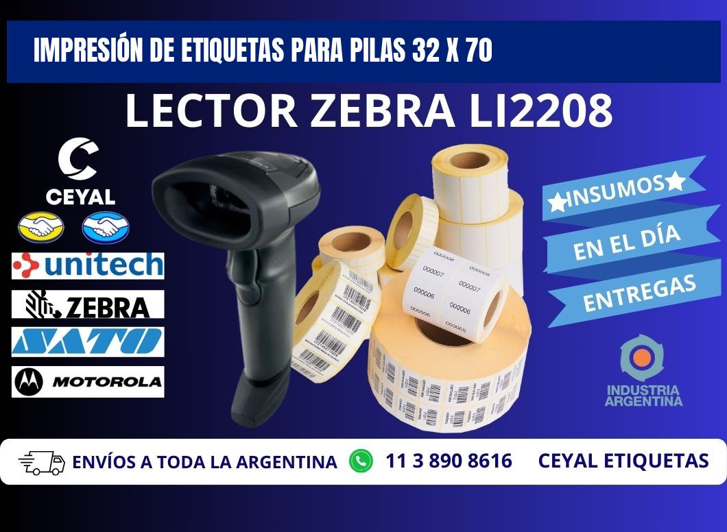 IMPRESIÓN DE ETIQUETAS PARA PILAS 32 x 70
