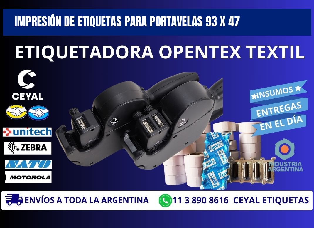 IMPRESIÓN DE ETIQUETAS PARA PORTAVELAS 93 x 47