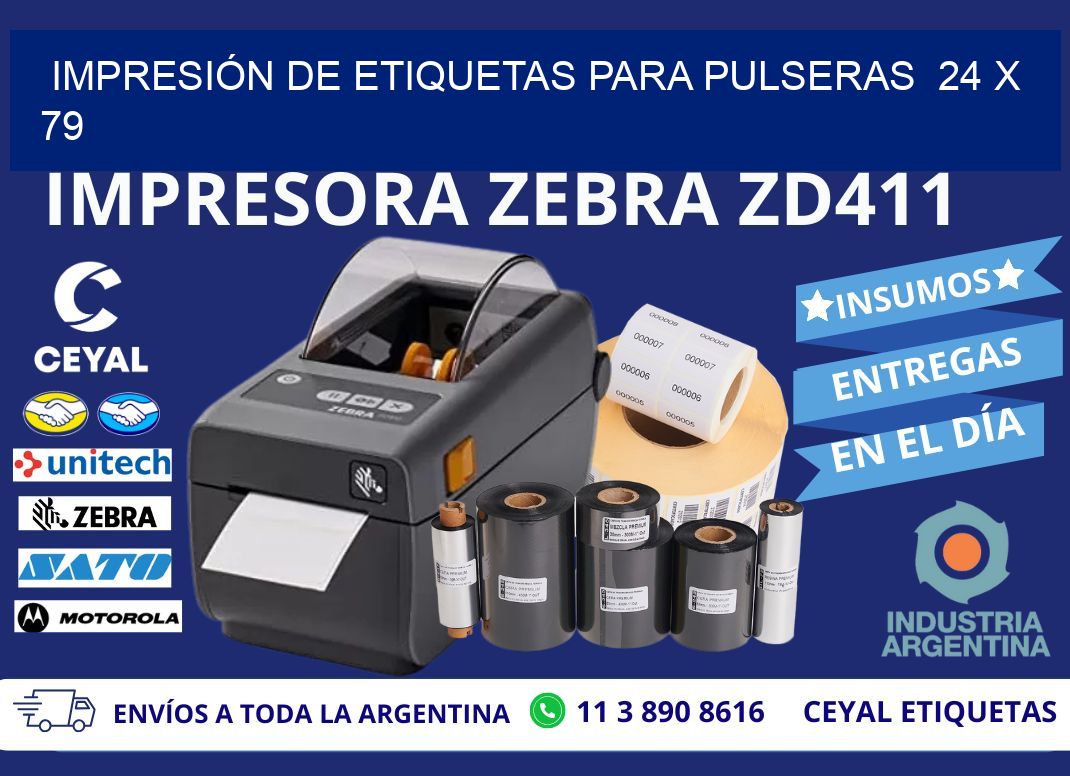 IMPRESIÓN DE ETIQUETAS PARA PULSERAS  24 x 79