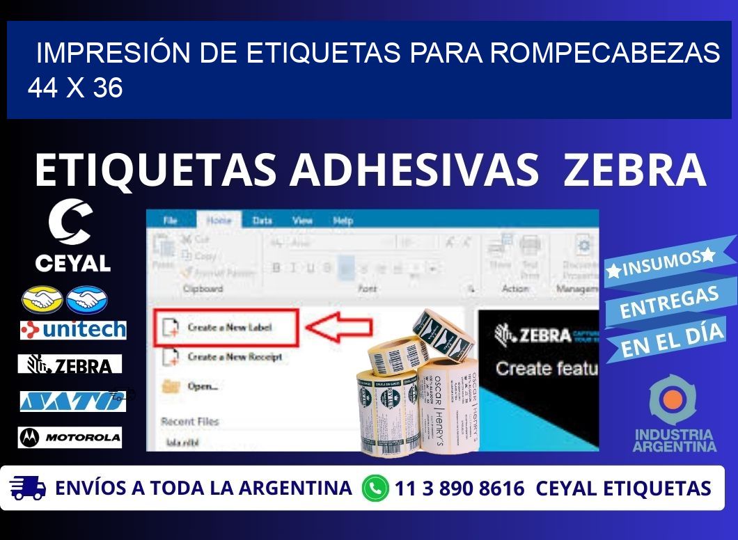 IMPRESIÓN DE ETIQUETAS PARA ROMPECABEZAS  44 x 36