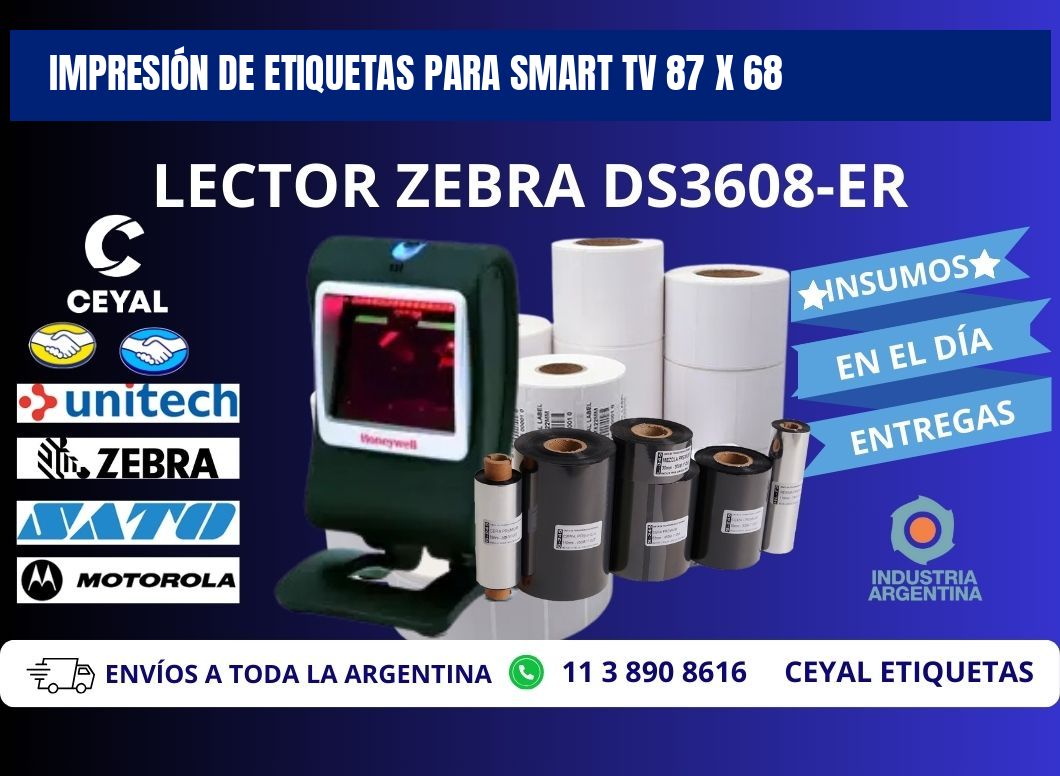 IMPRESIÓN DE ETIQUETAS PARA SMART TV 87 x 68