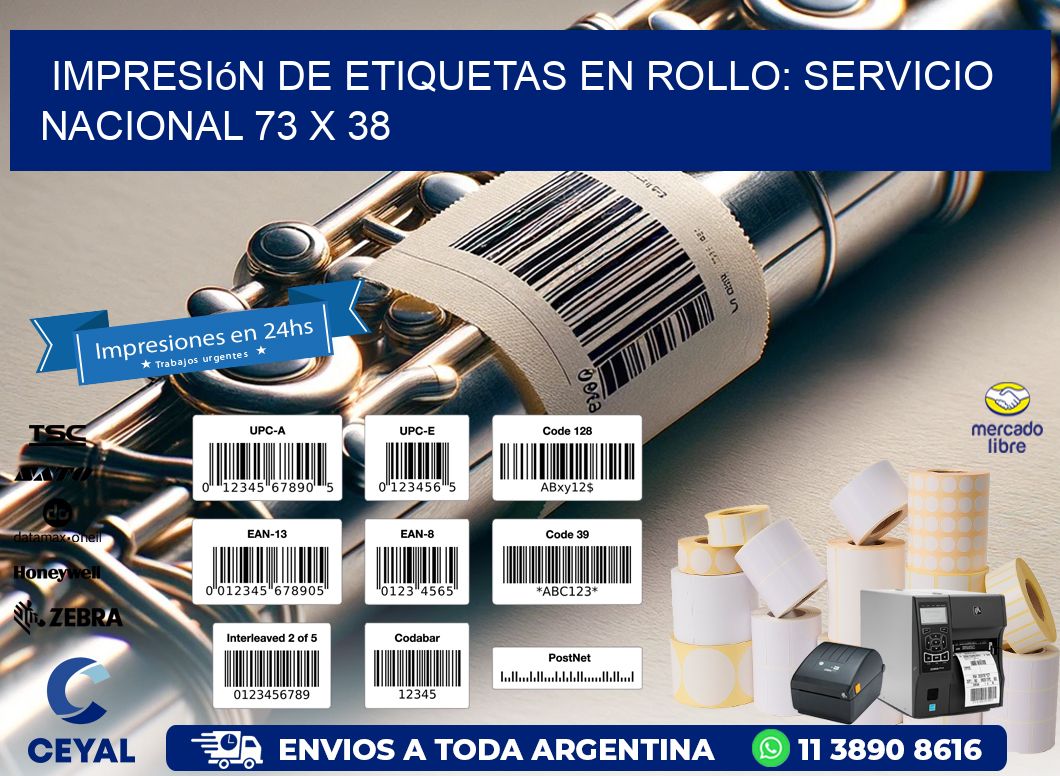 Impresión de Etiquetas en Rollo: Servicio Nacional 73 x 38