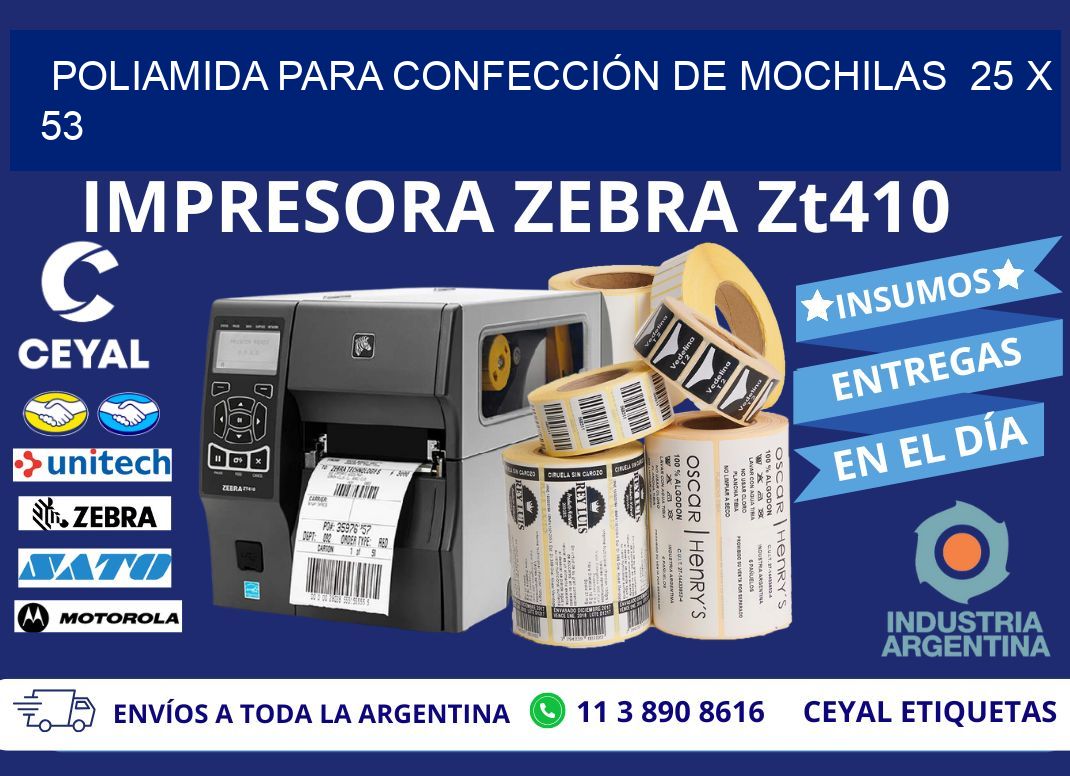 POLIAMIDA PARA CONFECCIÓN DE MOCHILAS  25 x 53