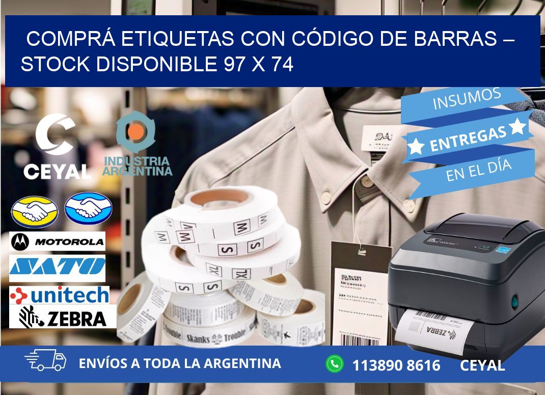 COMPRÁ ETIQUETAS CON CÓDIGO DE BARRAS – STOCK DISPONIBLE 97 x 74