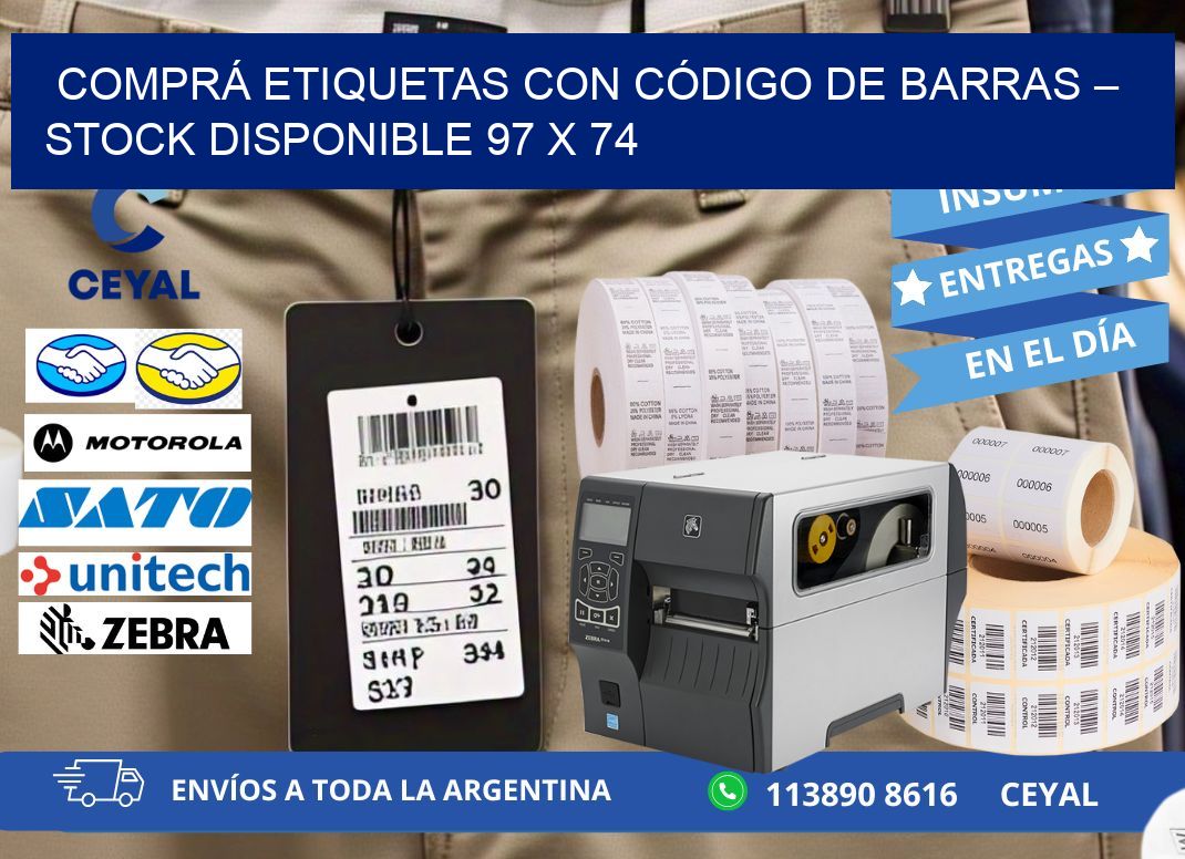 COMPRÁ ETIQUETAS CON CÓDIGO DE BARRAS – STOCK DISPONIBLE 97 x 74