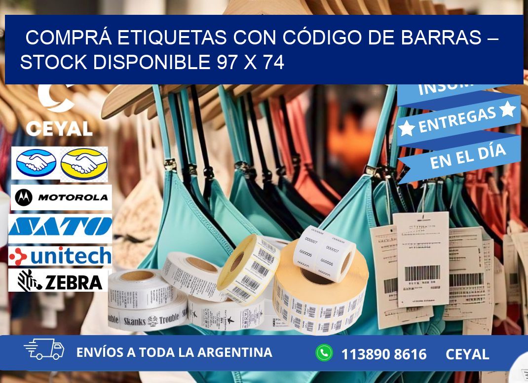 COMPRÁ ETIQUETAS CON CÓDIGO DE BARRAS – STOCK DISPONIBLE 97 x 74